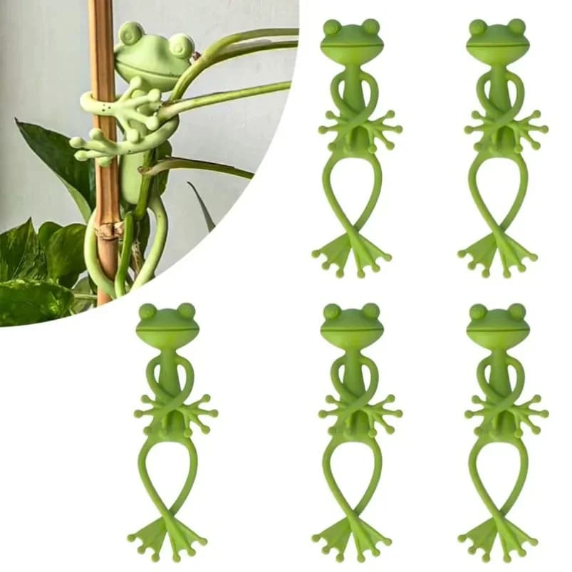 Fascetta per cavi riutilizzabile a forma di rana da 13 cm, rotazione decorativa carina, pieghevole, supporto per piante da giardino, clip flessibile regolabile per stelo