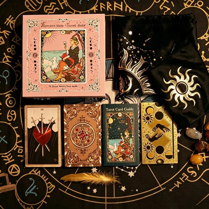 12*7cm Classic Tarot Cards with Pink Box PVC Waterproof Durable Divination Board Games Tarot Cards with Guide Book
