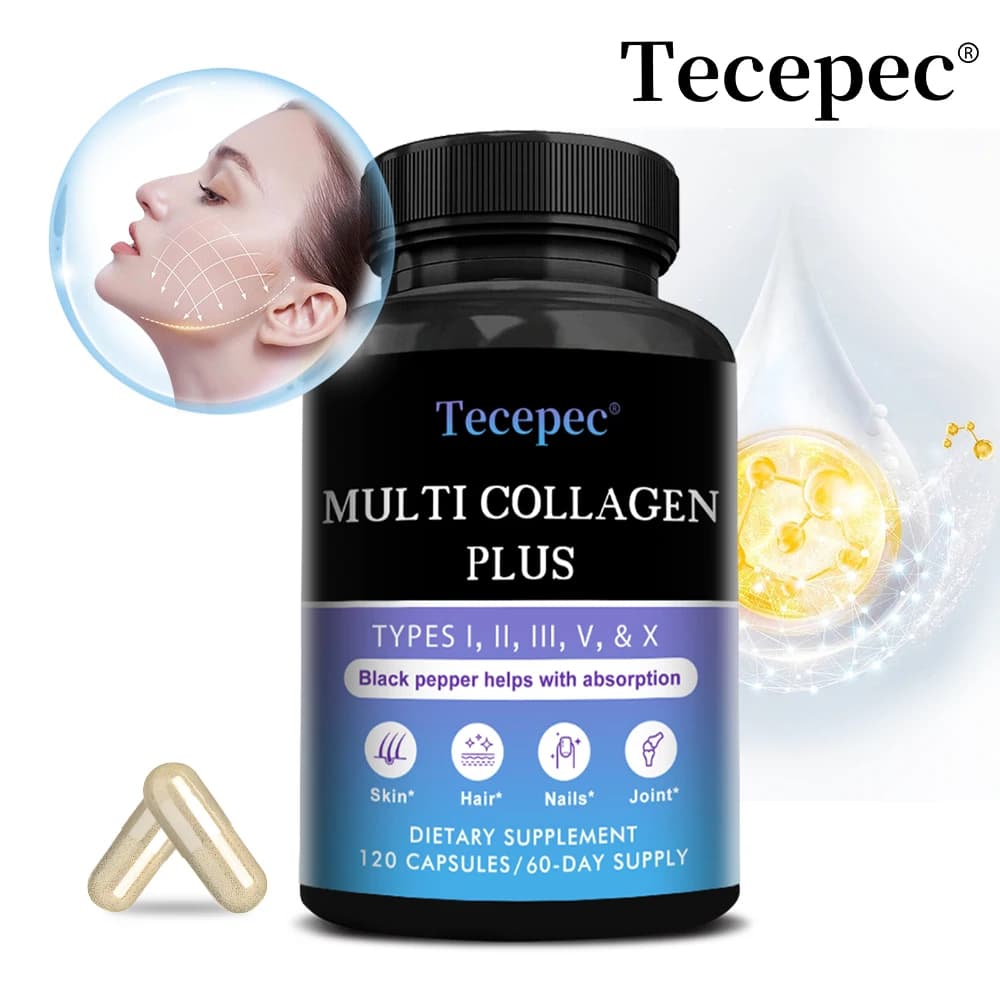 Capsule di Collagene Multi-Tipo I II III V X, Supporto per Pelle, Capelli, Unghie, Articolazioni e Salute Dentale, Integratore Essenziale Quotidiano Anti-Invecchiamento