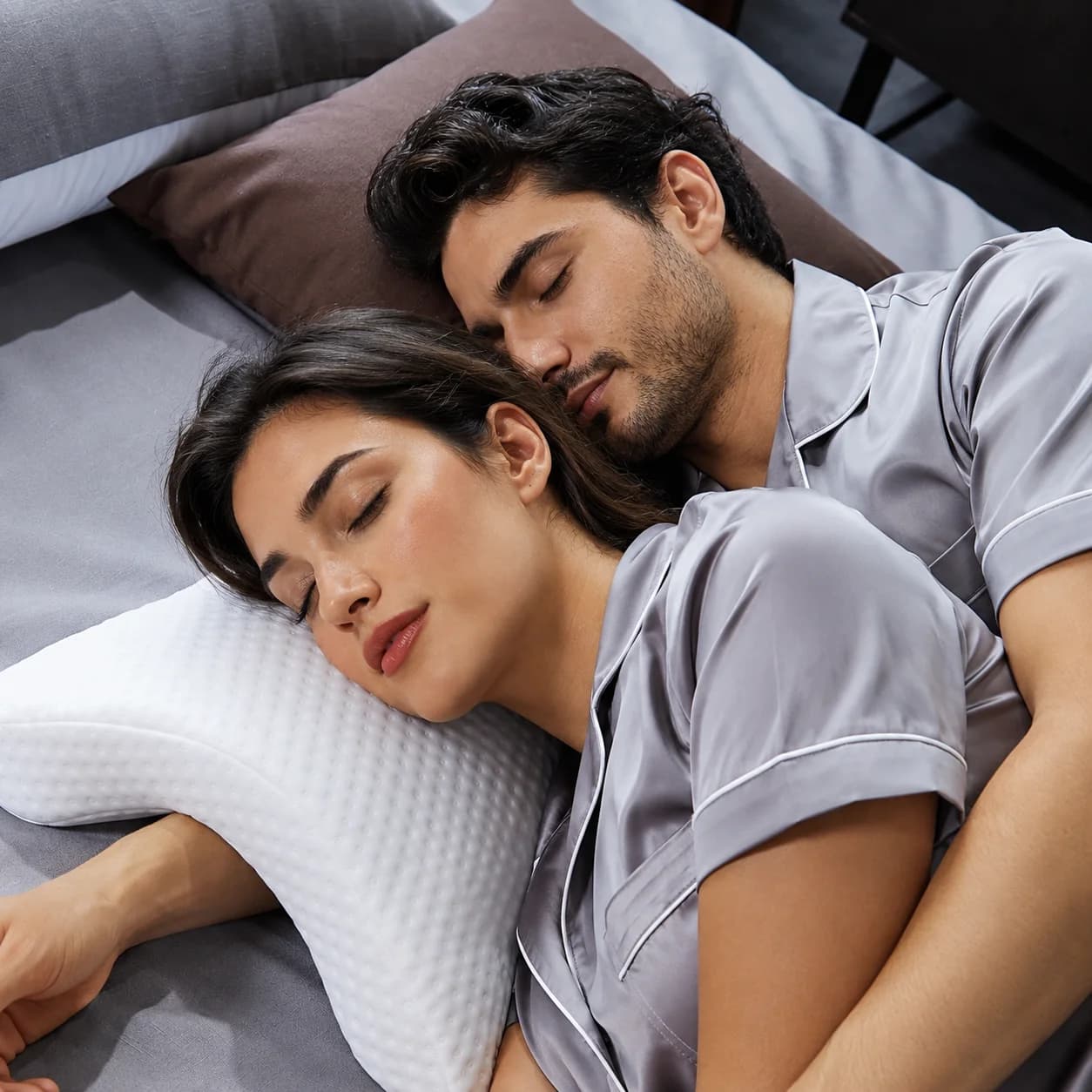 Ergonomic Memory Foam Sleep Pillow Smooth Corduroy Arm Support Cushion for Side Sleepers Couples Bedroom Sofa Nap Rest Home Use