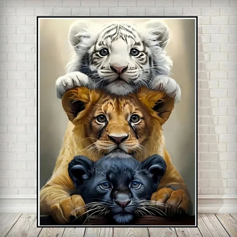 Full Round Diamond Mosaic Tiger Animal 5D DIY Likes Diamond Painting Lion Cross Stitch Kits Leopard Embroidery Craft Home Decor