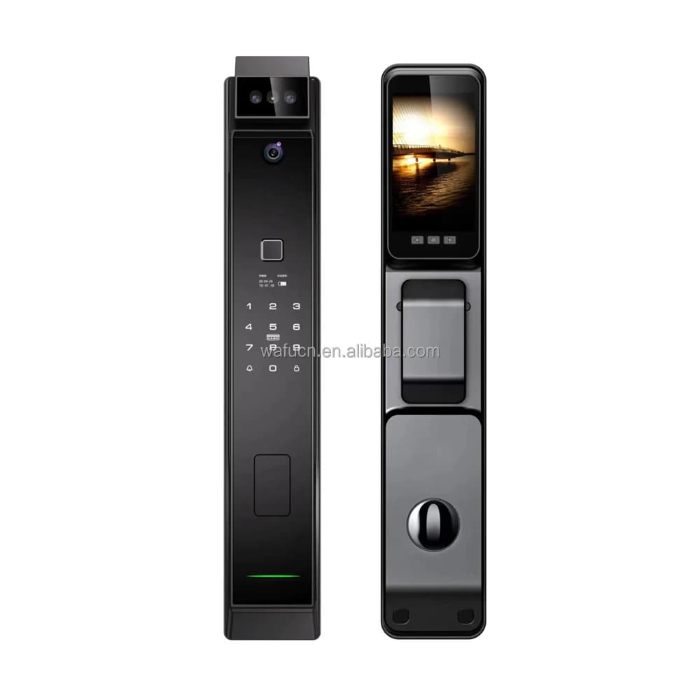Serratura Intelligente per Porta con Riconoscimento Facciale 3D e Impronta Digitale, Design Moderno, Telecamera Wi-Fi Tuya, Controllo Remoto, Supporto Scheda di Memoria per Porte in Legno