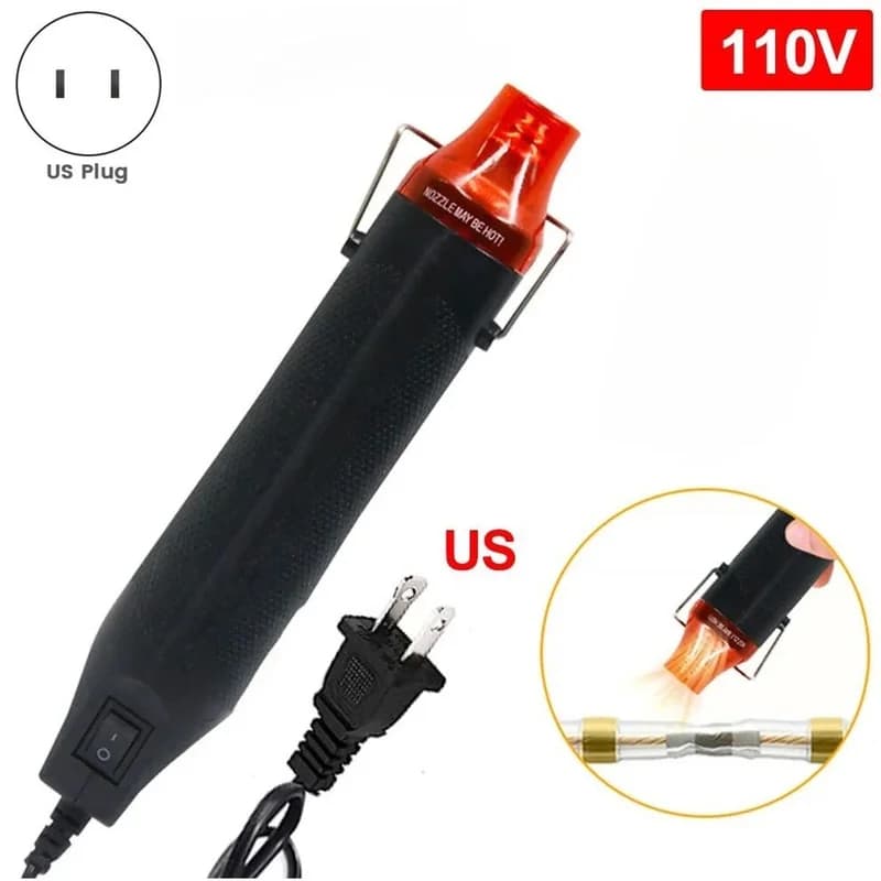 DT19 Mini Heat Gun 300W 110V Hot Air Gun for DIY Crafts, Shrink Wrap, Soldering, with Supporting for Seat, Variable Temperature