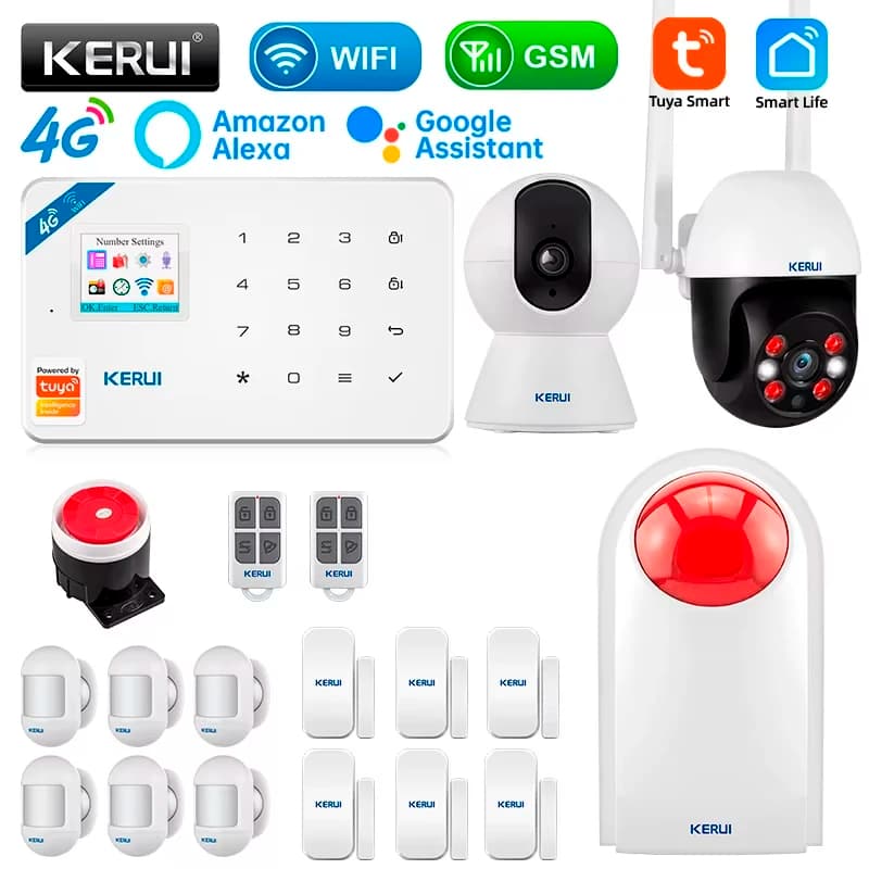 KERUI W184 Sistema di allarme Smart Life 4G/WIFI Kit allarme di sicurezza domestica Dispositivi wireless con sensore di movimento Sirena sensore finestra/porta