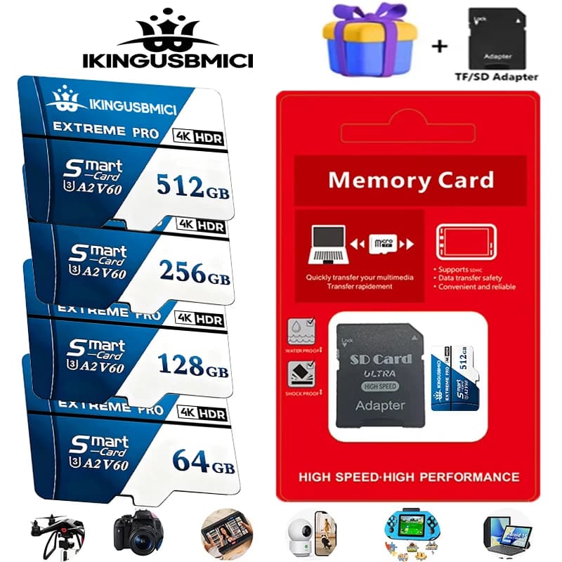 Reliable Micro SD Card SD Cards TF Cards Memory Card 64GB 256GB 512GB Dustproof High Endurance A2 for Drone Dash Cam