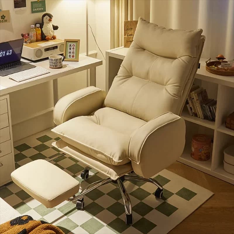 Ruote nordiche Sedia da ufficio ergonomica Estensione poggiapiedi Sedia da gioco reclinabile Kawaii Girevole Comoda donna Cadeira