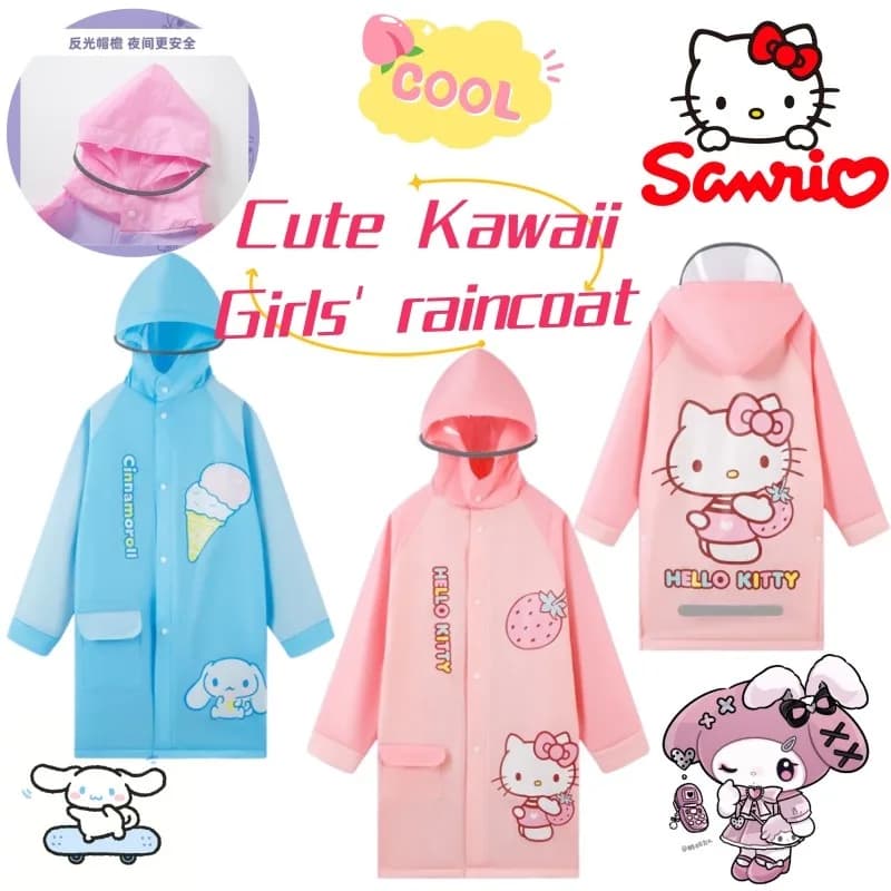 simpatico cartone animato anime Cinnamoroll Kuromi adorabile zaino da scuola portatile leggero e grande, viene fornito con un impermeabile, regalo di compleanno