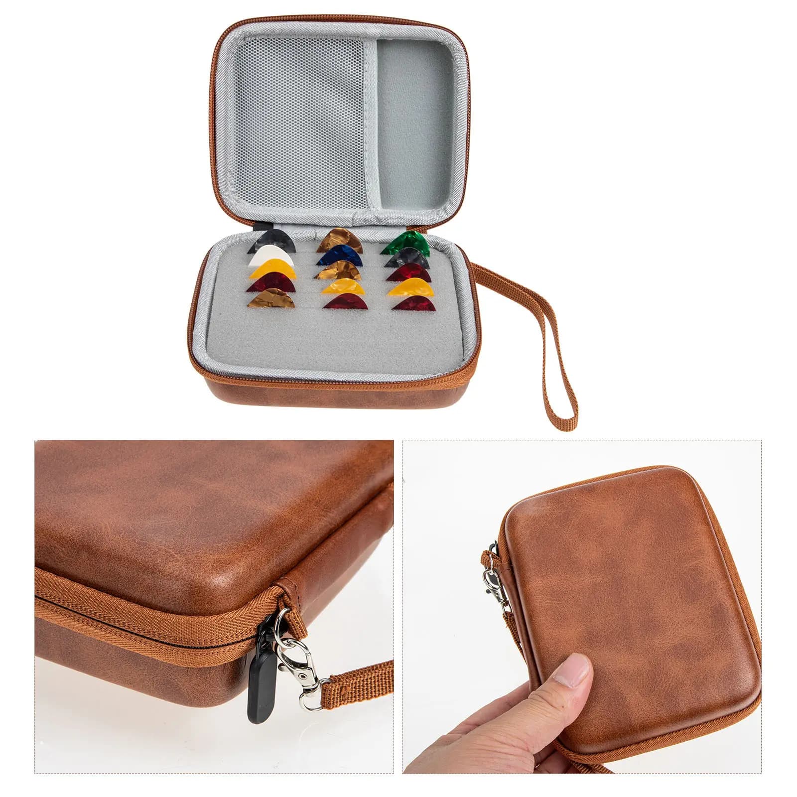 1 set Porta Plettri per Chitarra, Resistente, per Chitarra Folk ed Elettrica, Accessori Portatili per Strumenti a Corda con Custodia