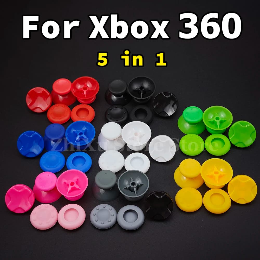 5 in1 For Xbox 360 Controller Silicone Thumbsticks Thumb Joystick Stick Cap W/ Cross Buttons Dpad D-pad Replacement