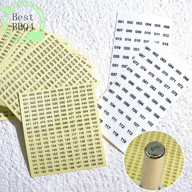(BBQ4) Etichette adesive impermeabili con numeri laser per artigianato, smalto per unghie, rossetto, numeri di colore, formato 1/4 foglio
