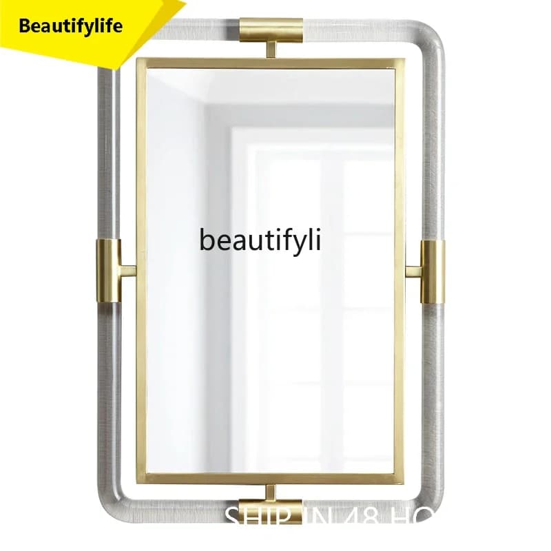 A50 Specchio da bagno di lusso leggero Specchio cosmetico in acciaio inossidabile acrilico Decorazione d'ingresso nordica, decorazione murale postmoderna