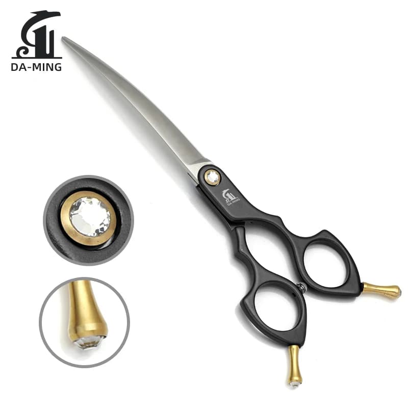 Pet Grooming Scissors with Split Structure and Curved Blades, Suitable for Pet Shops and Pet Groomers, for Dogs and Cats Black