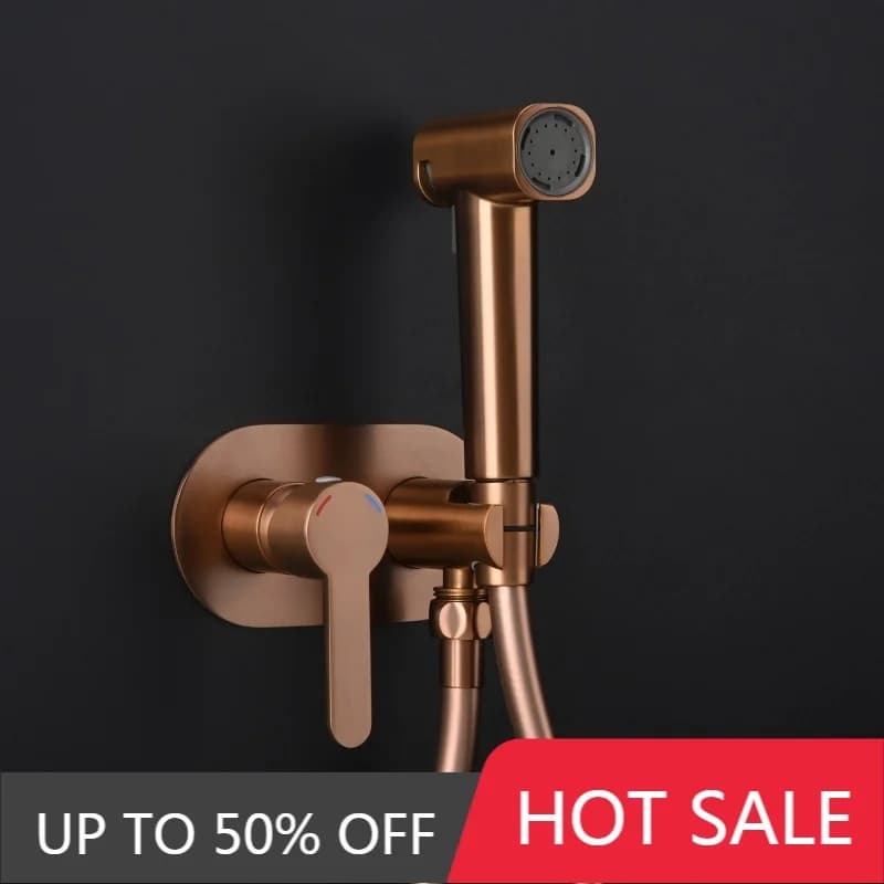Brush Rose Gold Spray Shower Handheld Bidet Sprayer Hot & Cold Brass Handheld Toilet Bidet Faucet Sprayer Shower Nozzle