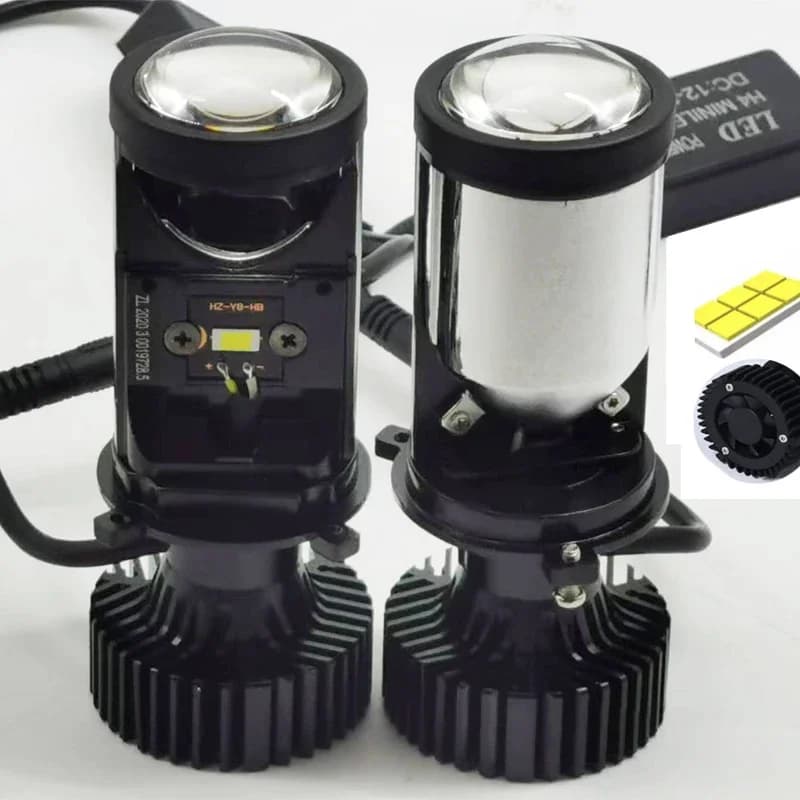 2 pz H4 Proiettore LED Mini Lente Auto H4 LED Lampadine per fari Kit Conversione Abbagliante Fascio basso 120 W Turbo Fan Lampada per auto