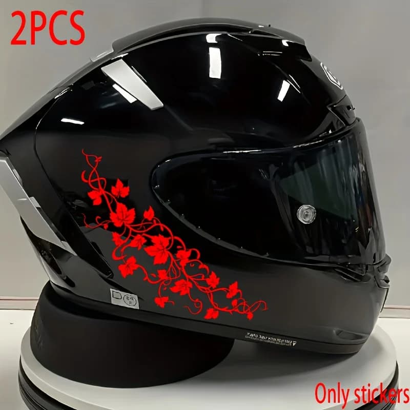 Adesivo per casco con vite fiore rosso Vinile impermeabile per motociclista