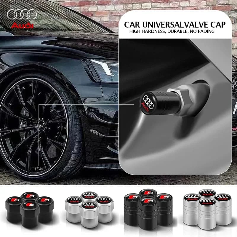 4 pz Car Styling 3D In Alluminio di Metallo Auto Ruota Pneumatico Valvola Dell'aria Tappi di Copertura Per Audi A3 A4 b6 b8 b7 A6 A8 S Linea S3 S4 S6 Q3 Q5 Q7 Q8