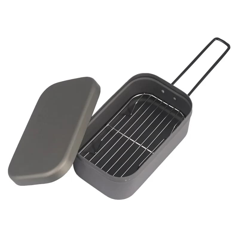 Scatola da pranzo da campeggio Scatola per cottura a vapore Contenitore per alimenti in lega di alluminio per picnic Campeggio Escursionismo Pesca Stoviglie da esterno