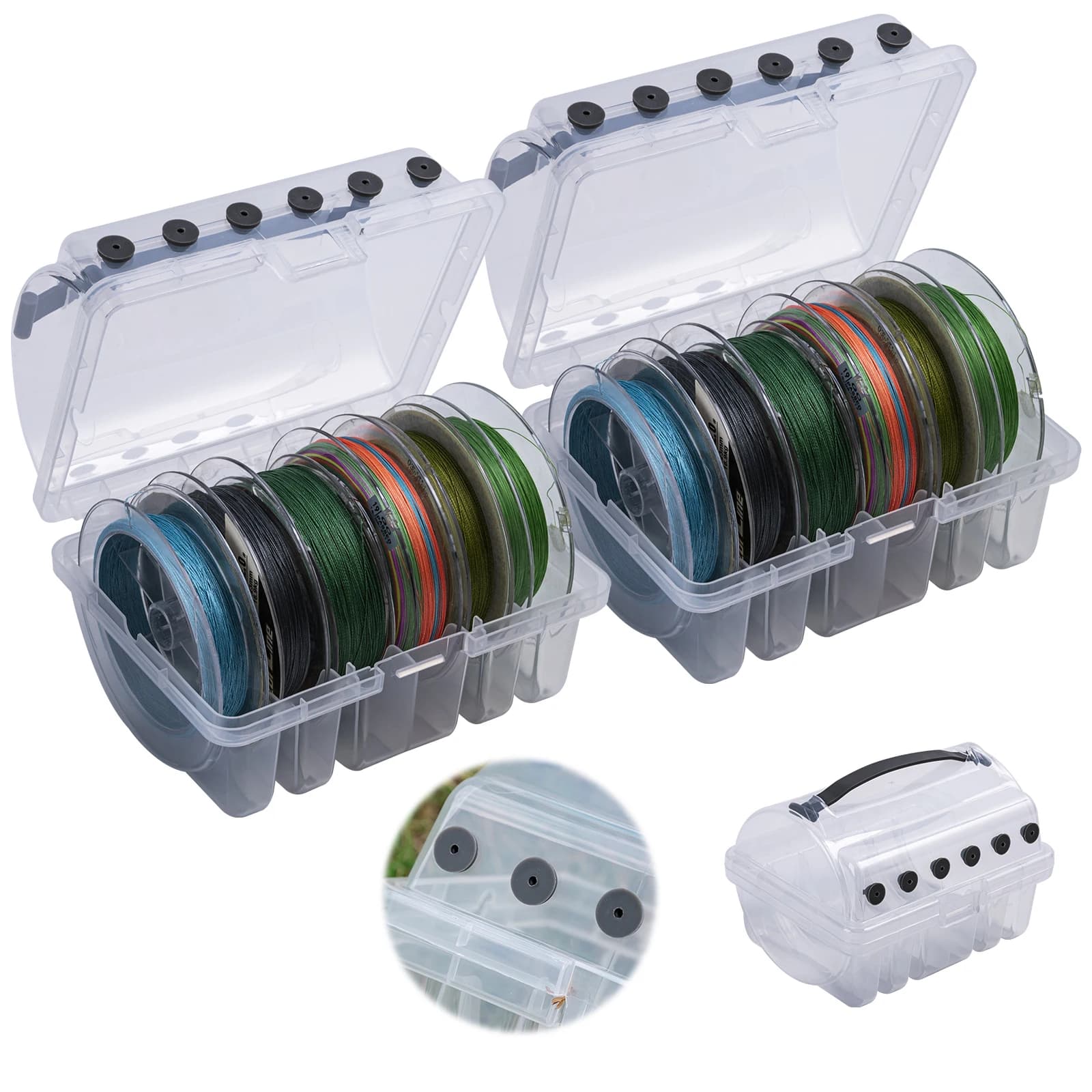 Goture 1 pz Scatola porta lenze da pesca, Scatola porta attrezzi, Custodia trasparente per lenze da pesca, Organizzatore lenze con 6 scomparti
