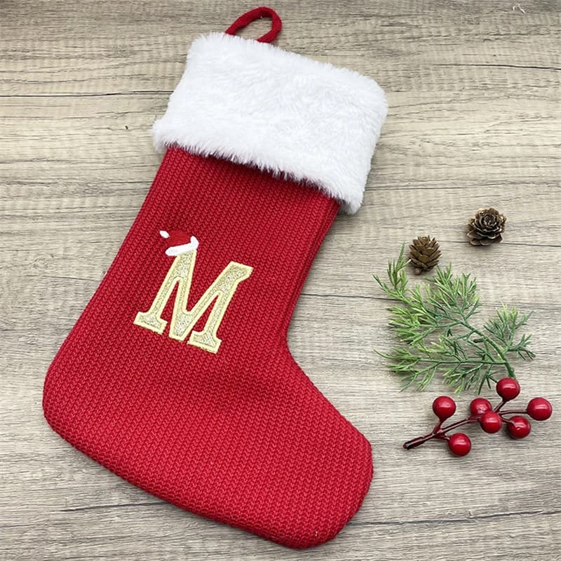 Calzini di Natale Maglia Fiocco di neve Lettera Calza Decorazione natalizia per la casa 2024 Albero di Natale Ornamento Regalo Navidad Natal 2024