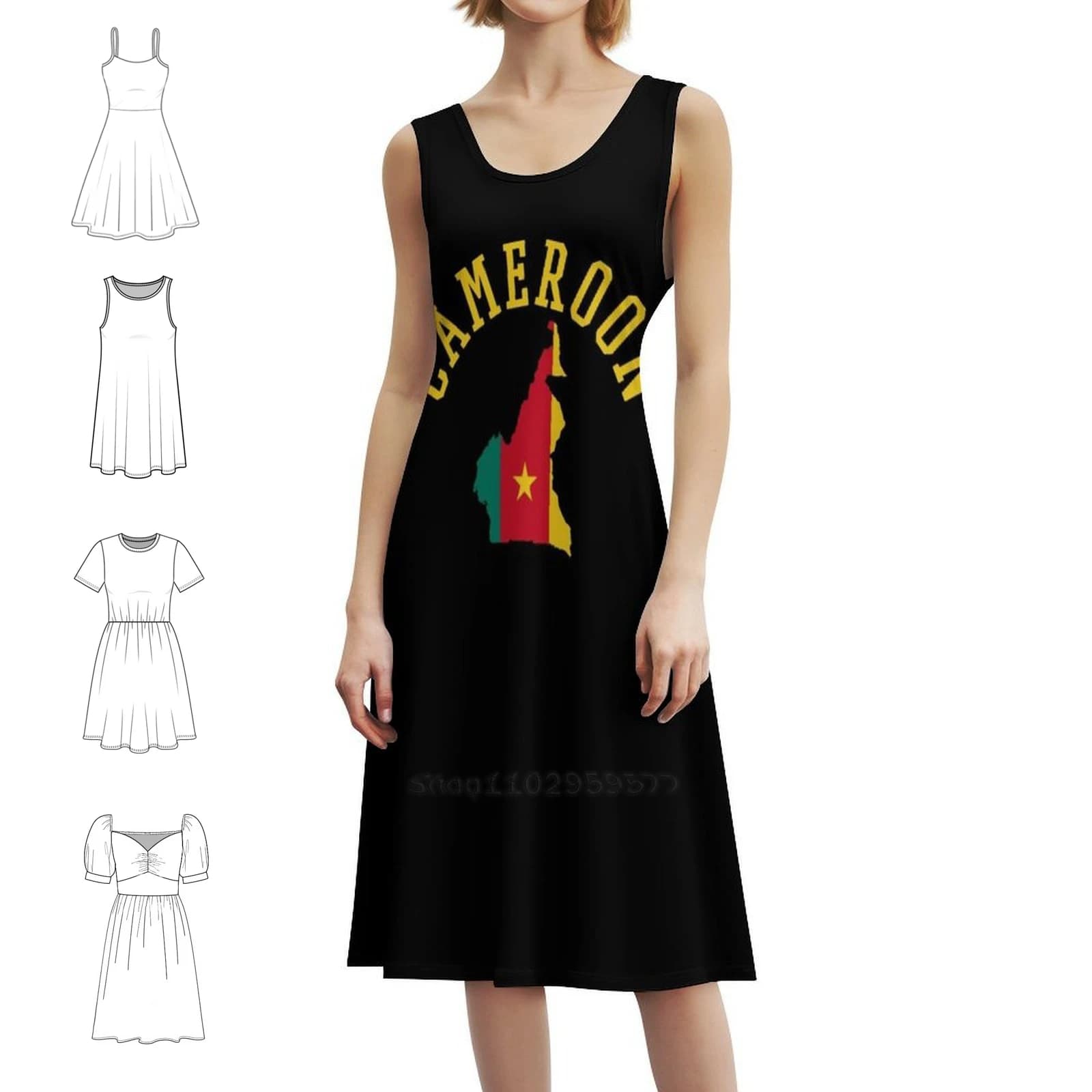 Camerun Abito da vacanza sexy per le donne Beach Party Compleanno Mini abito Camerun Camerun Abbigliamento femminile centrale orgoglioso