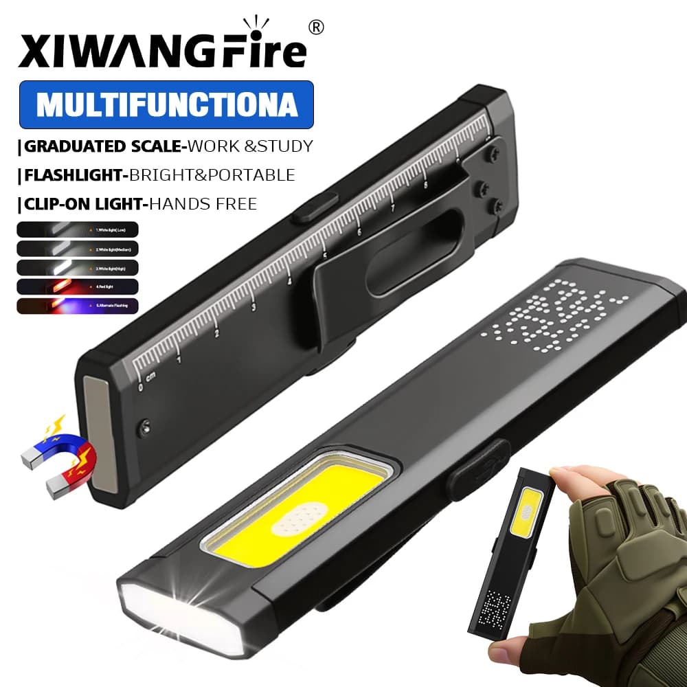 Mini Portable Rechargeable LED Torch Light, Waterproof Outdoor Work Pocket Flashlight with Magnetic Grip, Compact LED Flashlight