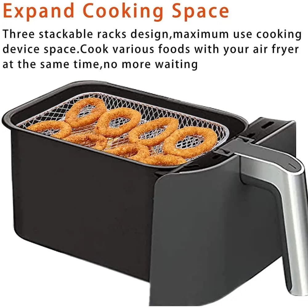 New stackable rack for air fryer Non-stick tray for stainless steel air fryer Grid Basket Kitchen Gadget