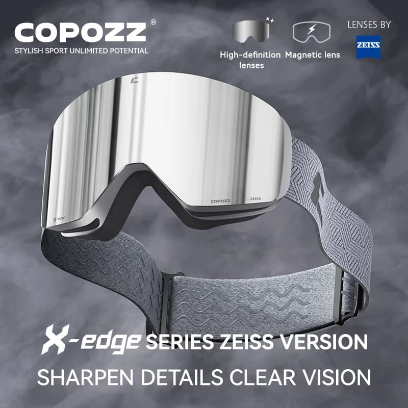 COPOZZ X-edge Uomo Donna Occhiali da sci magnetici con lente Zeiss Occhiali da sci antiappannamento per adulti Protezione UV400 Occhiali da snowboard da neve