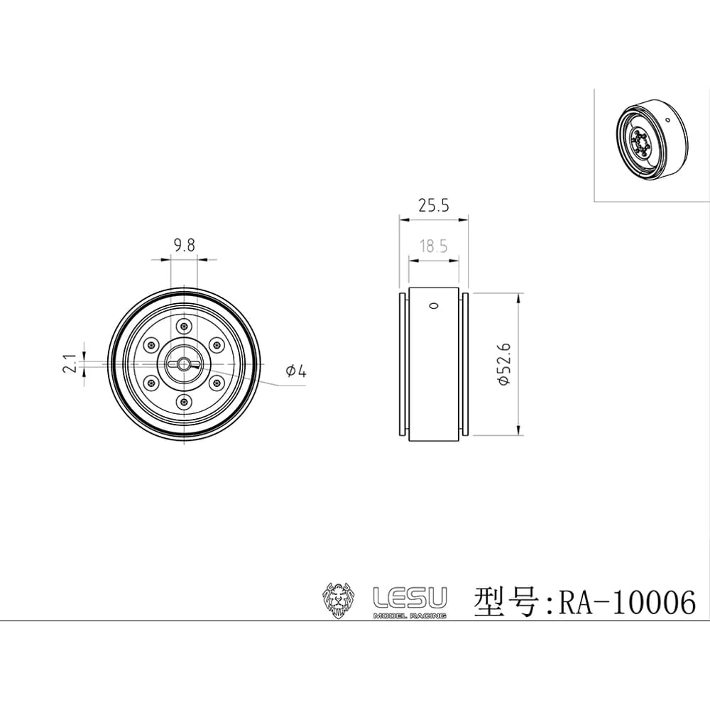 Mozzi ruota LESU Accessori RC in metallo in lega di alluminio per 1/10 RC Crawler Truck UM406 RC Off Road RC Auto Giocattoli per adulti