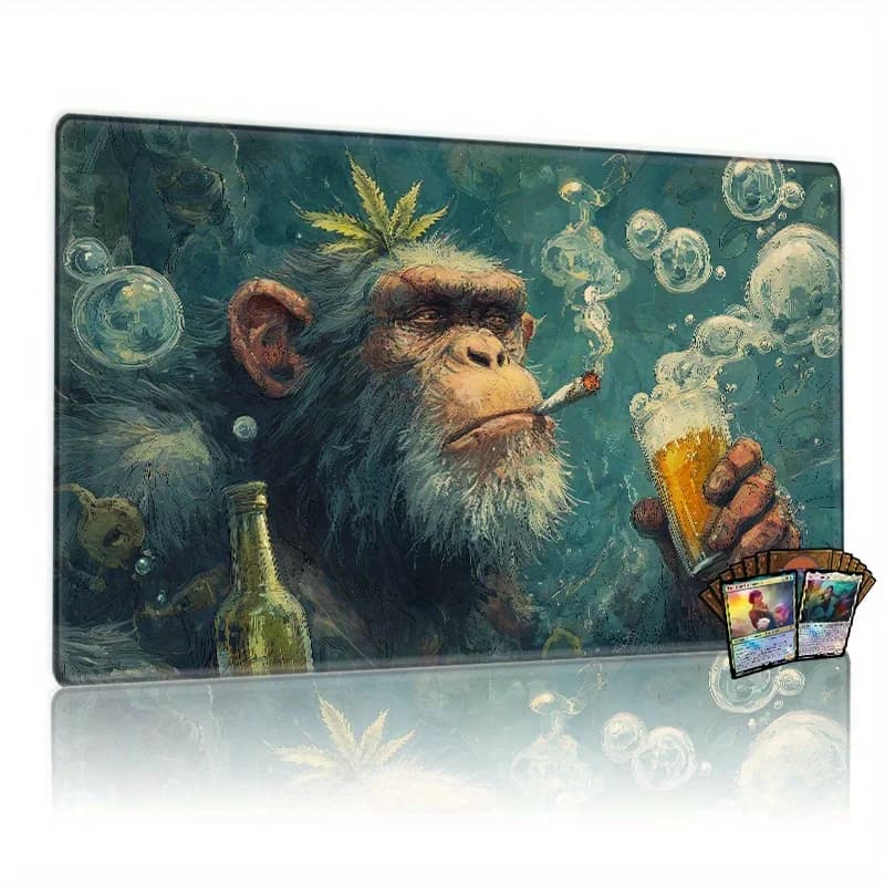 Tappetino da gioco per feste magiche con scimmie psichedeliche in gomma resistente per giochi MTG e TCG Tappetino per mouse 35X60 cm Tappetini da scrivania per uffici Design amichevole