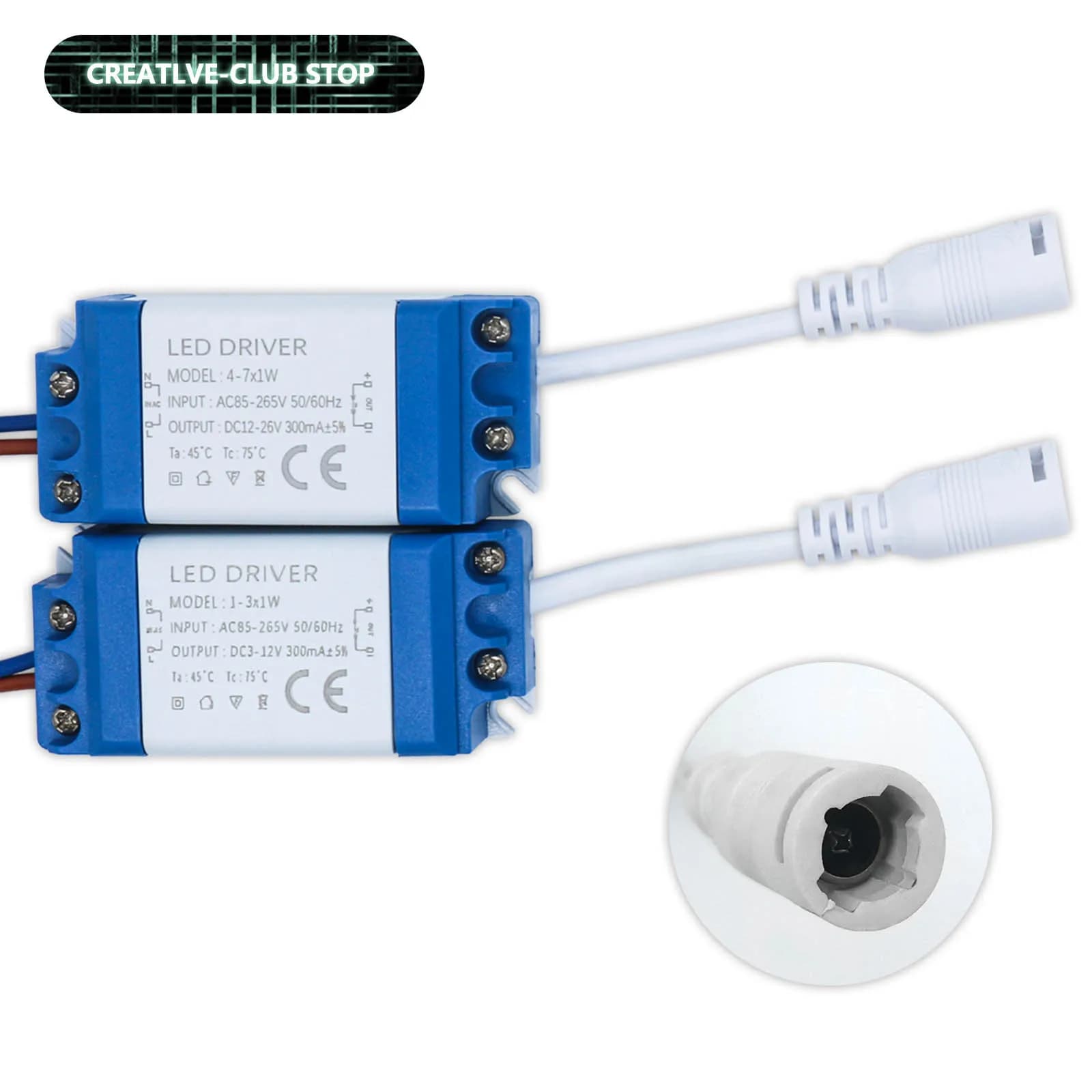Driver LED con connettore femmina 5.5*2.1mm Alimentatore 1W-36W Trasformatori di illuminazione a corrente costante 300mA per striscia luminosa a LED