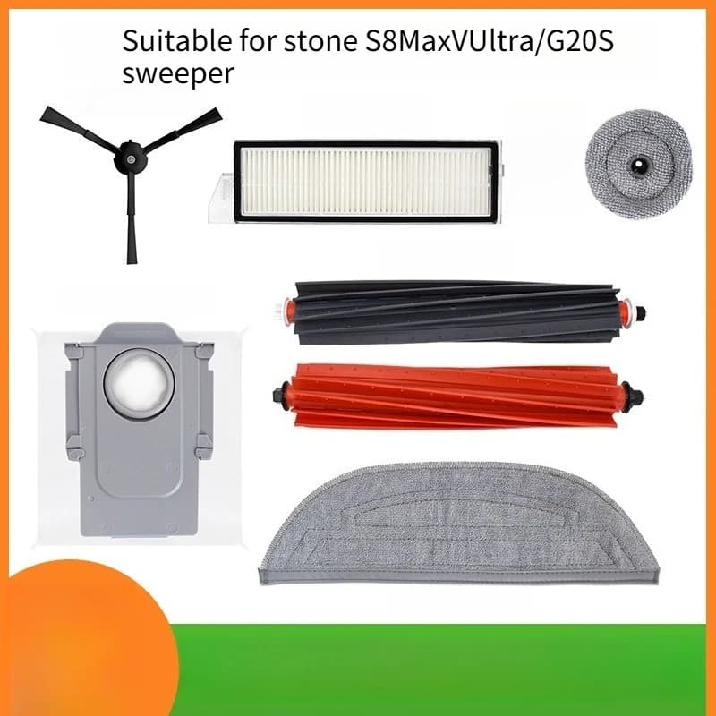 Kit Accessori per Robot Aspirapolvere Roborock S8 MaxV Ultra G20S: Sacchetti Polvere di Ricambio, Panni Lavapavimenti, Spazzole Laterali e Spazzole a Rullo