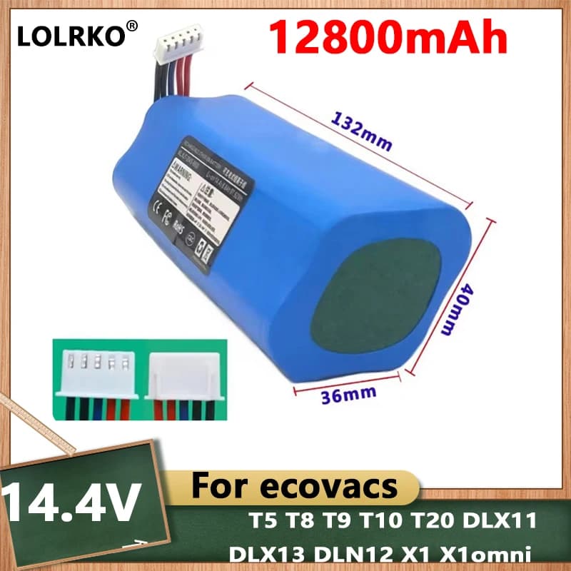 Batteria per aspirapolvere 2026 14.4V 6500mAh per Ecovacs Deebot T5 T8 T8+ T9 T9+ per Deebot Ozmo 950 T10 DX65 DX93 DX96 X1 Omni X1