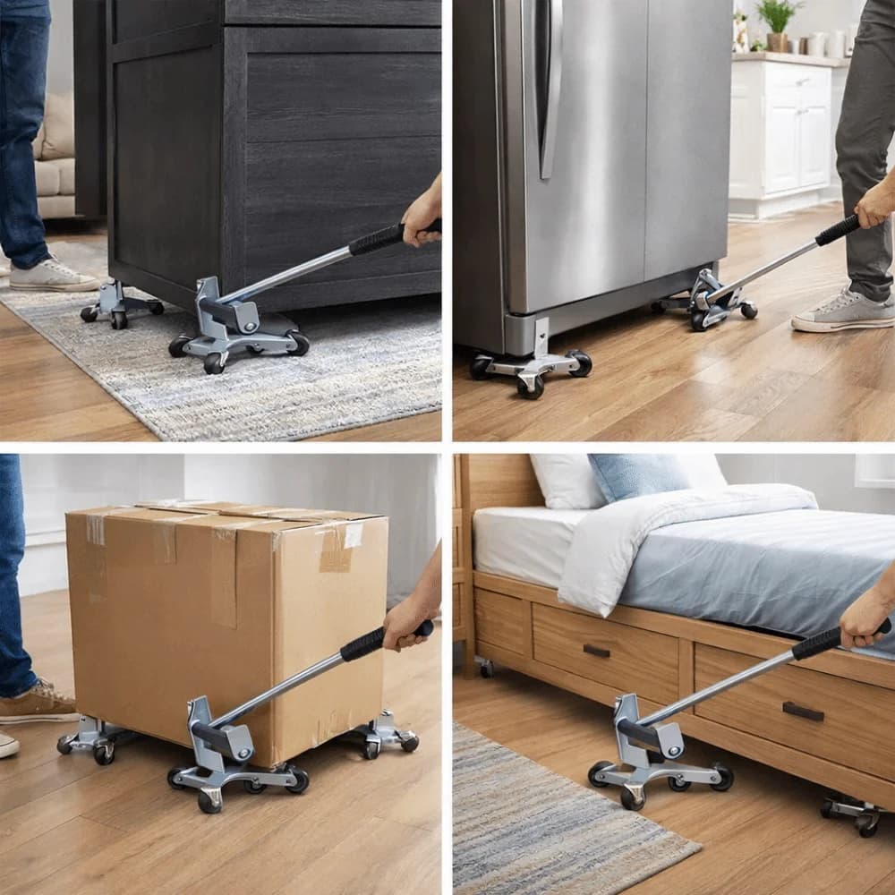5pcs Metal Material Triangle Furniture Mover Solid Structure Sturdy Construction 3 Legged Moving Slider Strong Load-Bearing