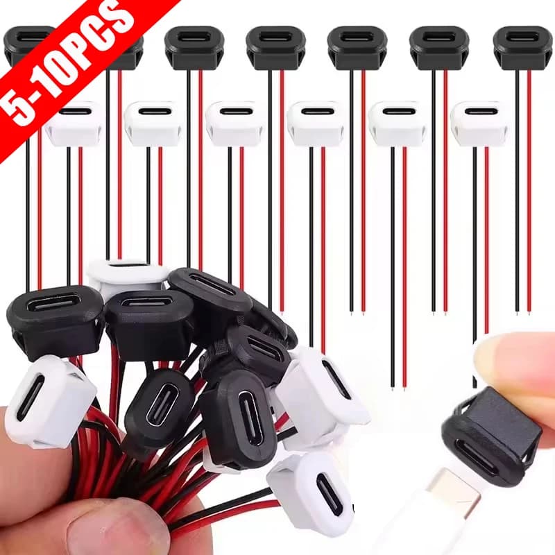 5/10PCS TYPE-C2P Direct Voltage Female Welding Cable Injection Molded USB Tail Plug Power Support Waterproof Rechargeable Cable