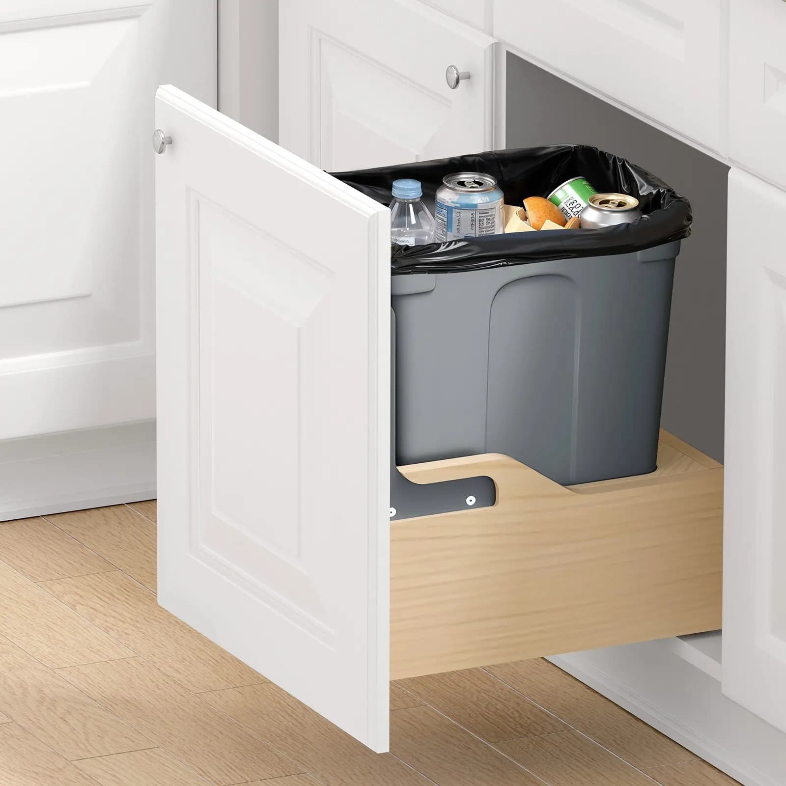 Cestino Estraibile in Legno per Armadietti da Cucina, Contenitore per Rifiuti e Riciclo da 35 QT, Contenitore per Rifiuti Sottopensile, Resistente