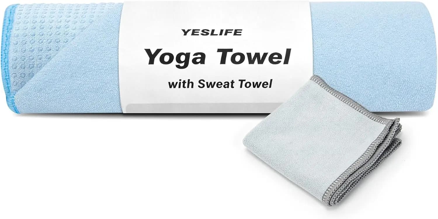 Tappetino Antiscivolo Extra Spesso per Hot Yoga con Punti di Presa, Tappetino in Microfibra Assorbente per Pilates, 183 x 61 cm