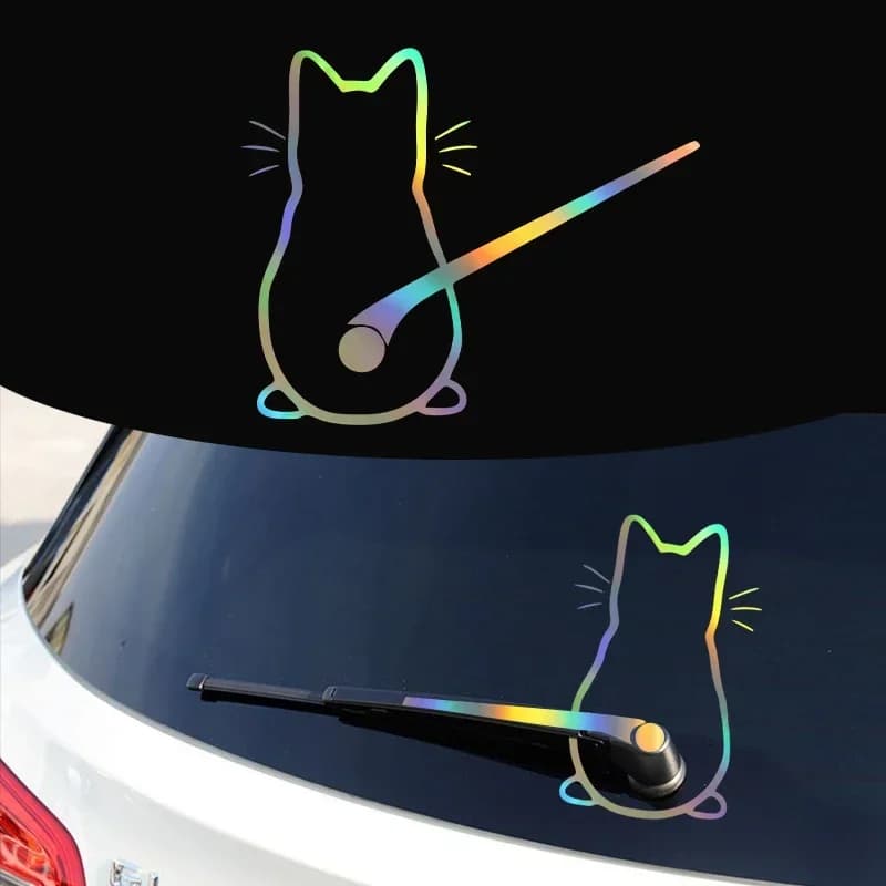 Adesivi per interni auto Design artistico Divertenti adesivi per gatti per auto Vetro posteriore per finestra Decorazione per auto Adesivi e decalcomanie per auto 25,6x21 cm