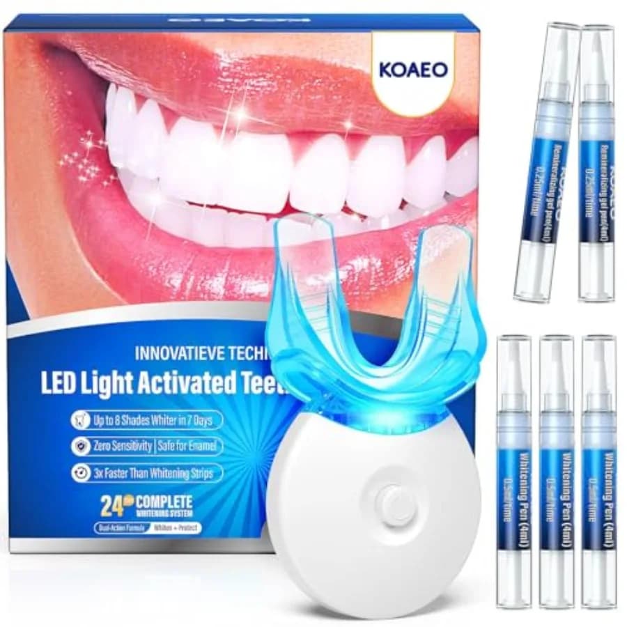 Whitening kit for teeth with 3 whitening pens + 2 Desensitizing pens, LED light, 35% Carbammide Peroxide, Safe and Recommended by Dentists, Quick Results in 7 Days