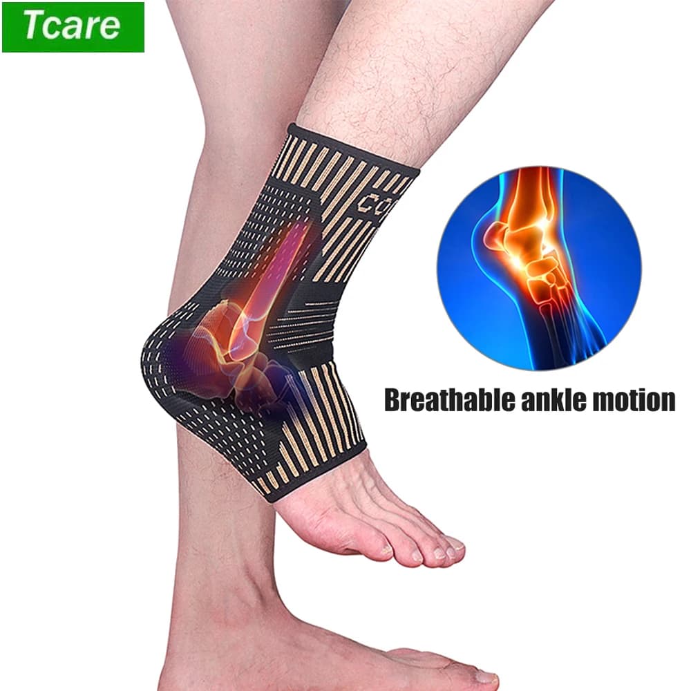 Tcare 1 PZ Sport Cavigliera Manicotti di Compressione in Rame Supporto Tessuto 3D Fasciatura Elastica Piede Equipaggiamento Protettivo Palestra Fitness Nuovo