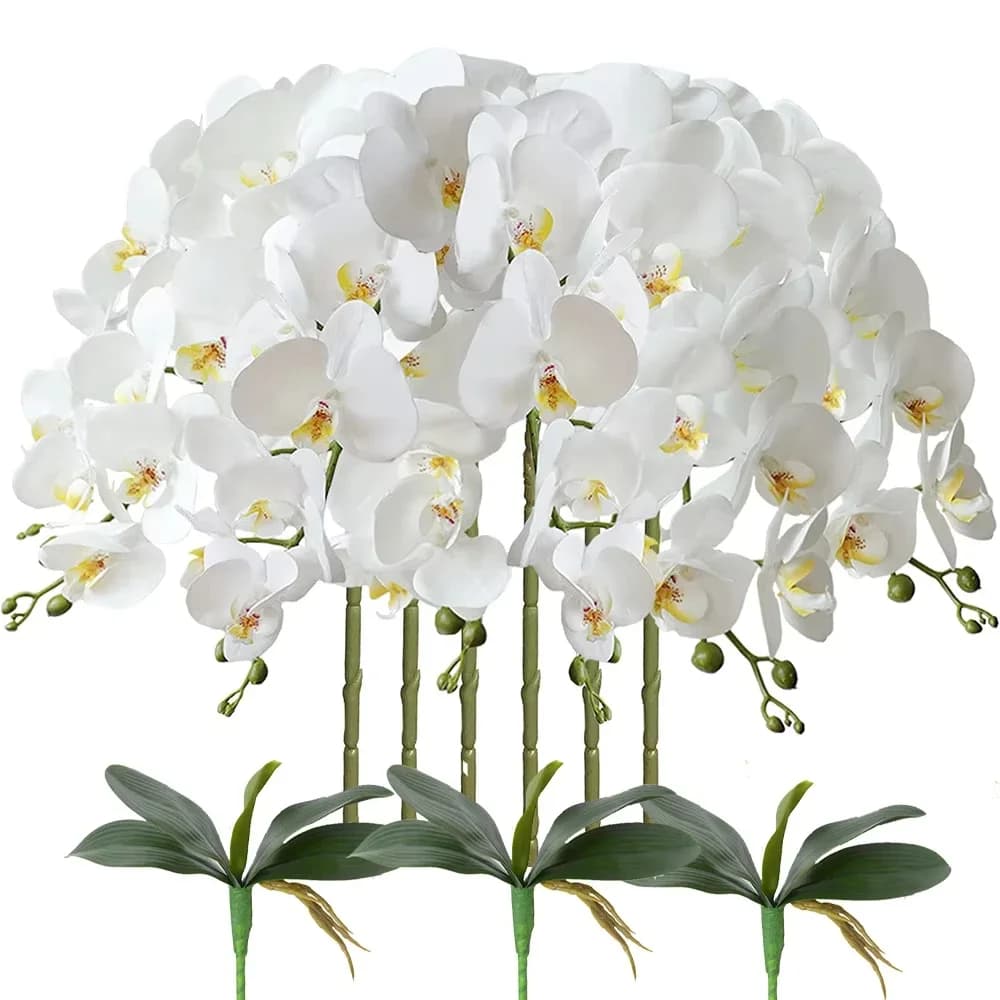 2PCS Artificial Flowers Orchidea Set Real Touch 69cm Tall 9 Heads False Phalaenopsis Flower Vase Filling Home Wedding Decorations for Interior