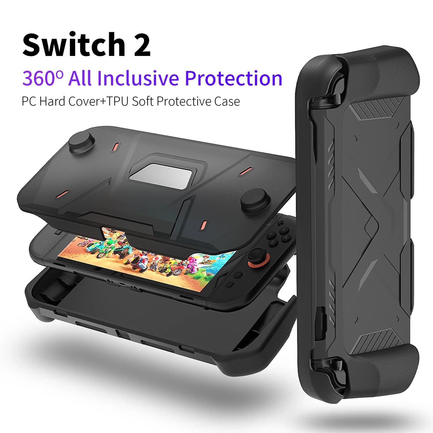 Custodia protettiva per Nintendo Switch 2, cover frontale rigida per PC + guscio posteriore morbido in TPU per la nuova versione Nintendo Switch 2 da 7,9 pollici
