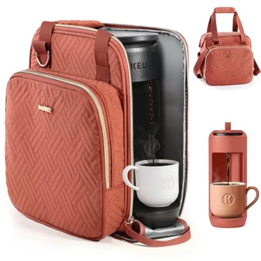 Coffee Maker Travel Bag Compatible with Keurig K-Mini Mate, Full Open Carrying Case with Quilted Padded Soft Microfiber, K--Cup