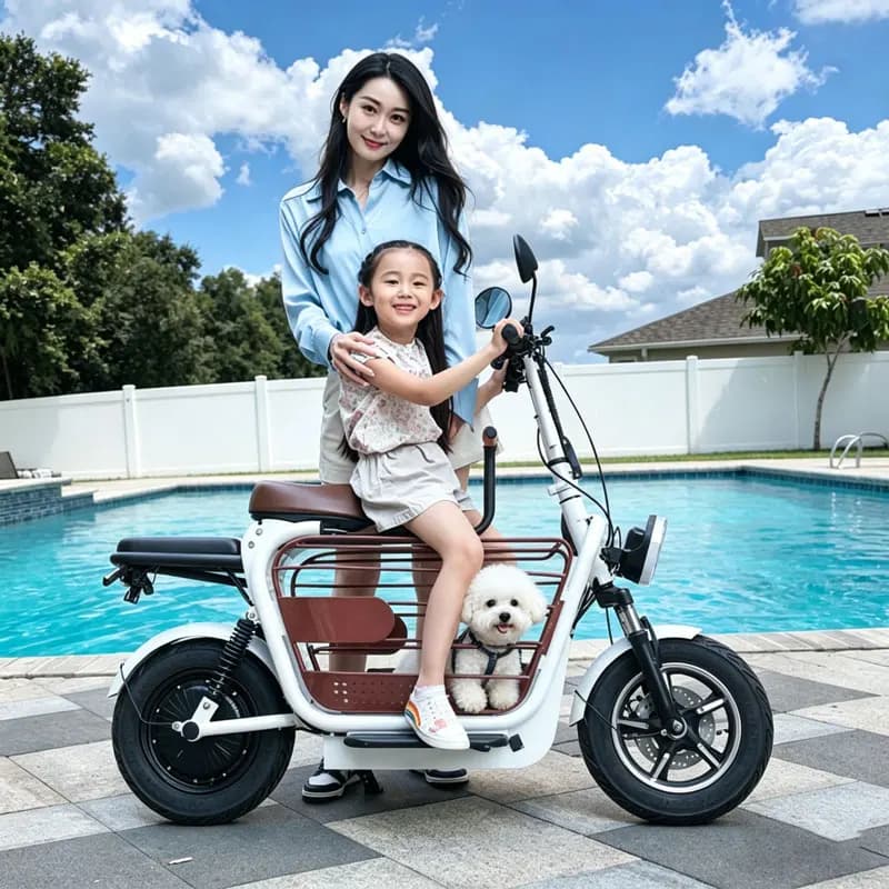 14" Two Seat Electric Scooter With Pet Carrier Long Range Pet Friendly Electric Cargo Scooter With Animal Basket