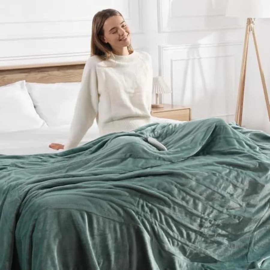 Coperta Elettrica Riscaldata Misura Queen 84''X90'' Ultra Morbida in Flanella Setosa con 5 Livelli di Calore e Timer 10 Ore Certificata ETL