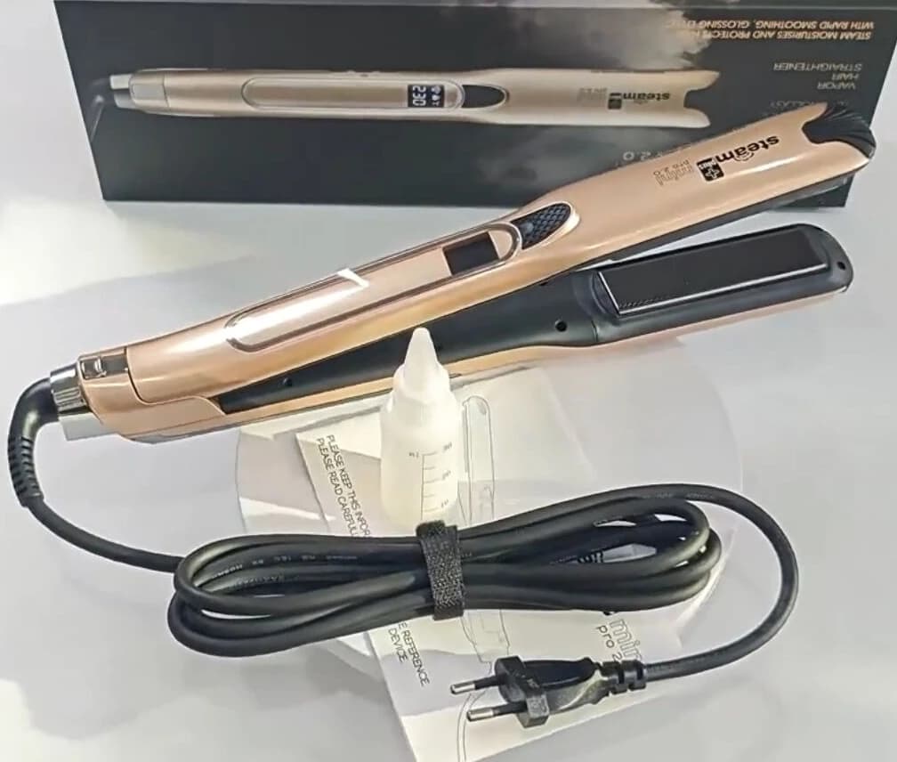 Piastra Professionale per Capelli a 360 Gradi con Display LED, Ferro da Stiro Elettrico in Ceramica a Vapore per Salone e Casa