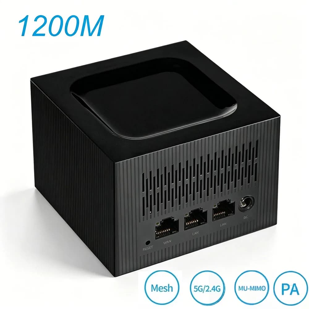Sistema WiFi Mesh per Tutta la Casa 1200Mbps, Router Gigabit Dual Band AC1200 2.4G/5GHz, Ripetitore con Facile Configurazione per Copertura di Rete Completa