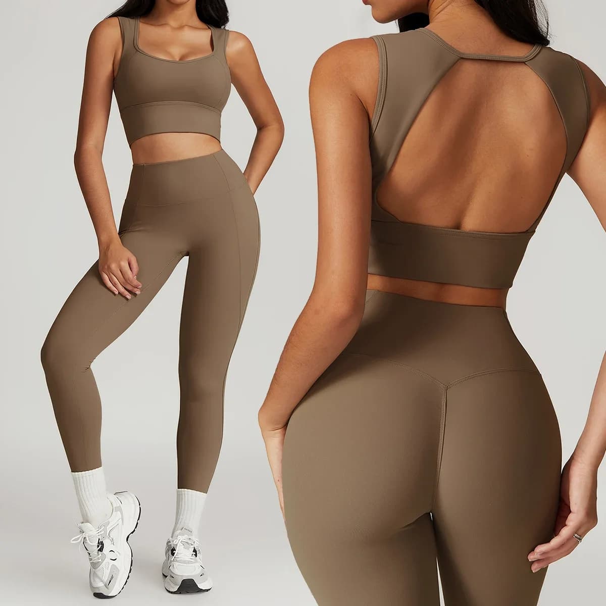 Nuovo Set Yoga da 2 Pezzi per Donna: Top Sexy da Palestra e Fitness, Pantaloni a Vita Alta a Zampa, Reggiseno Sportivo Aderente Push-Up, Leggings