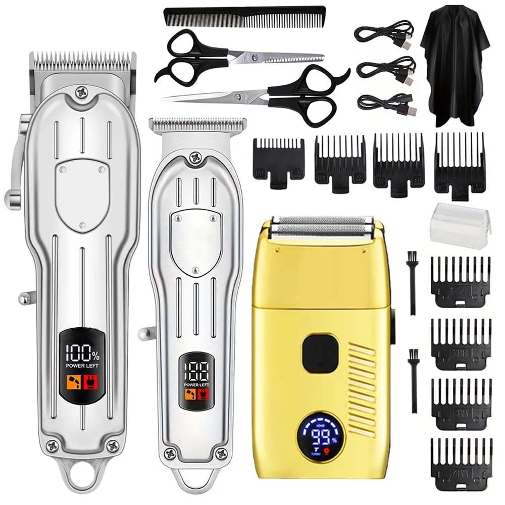 Professional Haircuts, Electric Razor for Man, USB Rechargeable, Barbiere Kit with Trimmer for Barba