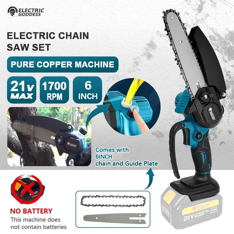 Mini motosega elettrica a batteria da 6 pollici senza spazzole 1700 giri/min Sega elettrica portatile con una sola mano per batteria Makita 18 V (senza batteria)