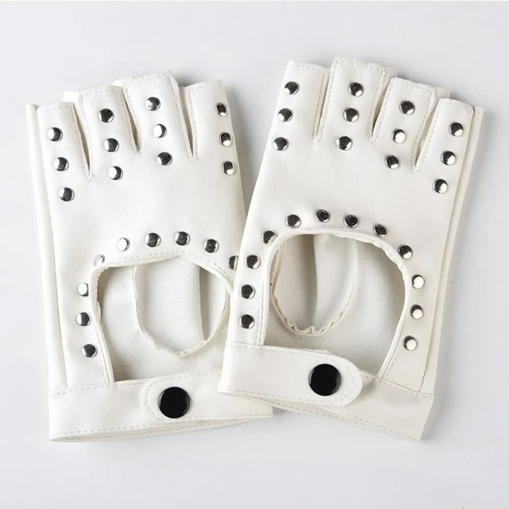 Nuovi guanti mezze dita in pelle PU Guanti da moto con rivetti senza dita Hip Hop Punk Evening Prom Decor Donna